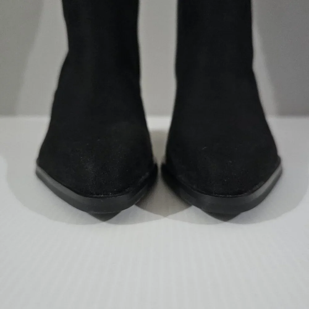 Marc Fisher Cathi Over The Knee Boot Women 7.5 Black Pointed Toe Tall Block Heel